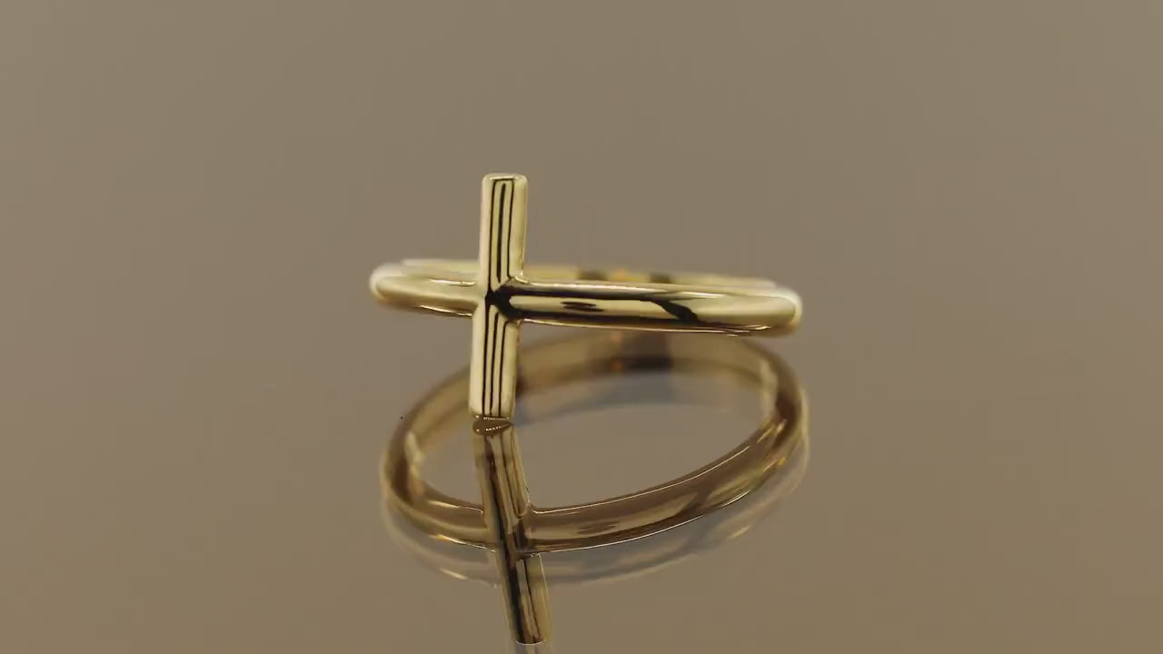 14K Elegant Signet Cross Ring, Sterling Silver Religious Symbol Jewelry, Cross Motif Statement Ring, Vintage-Inspired Handcrafted Ring