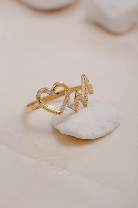 14KHeart Rhythm Ring, Sterling Silver Pulse Ring, Symbolic Heartbeat Jewelry, Unique Gift for Her, Medical Heartbeat Ring, Love Ring for Her