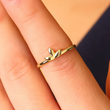 925 Silver Ancient Greek Key Ring with Diamonds, Minimalist Women Ring