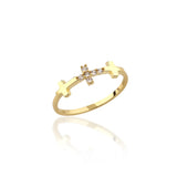 Gold Diamond Cross Ring, Dainty Cross Ring Gift, Cross Ring
