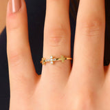 Gold Diamond Cross Ring, Dainty Cross Ring Gift, Zircon Multi Stone Cross Ring