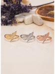 925 Sterling Silver Leaf Ring - Floral Ring with Gemstone Ring
