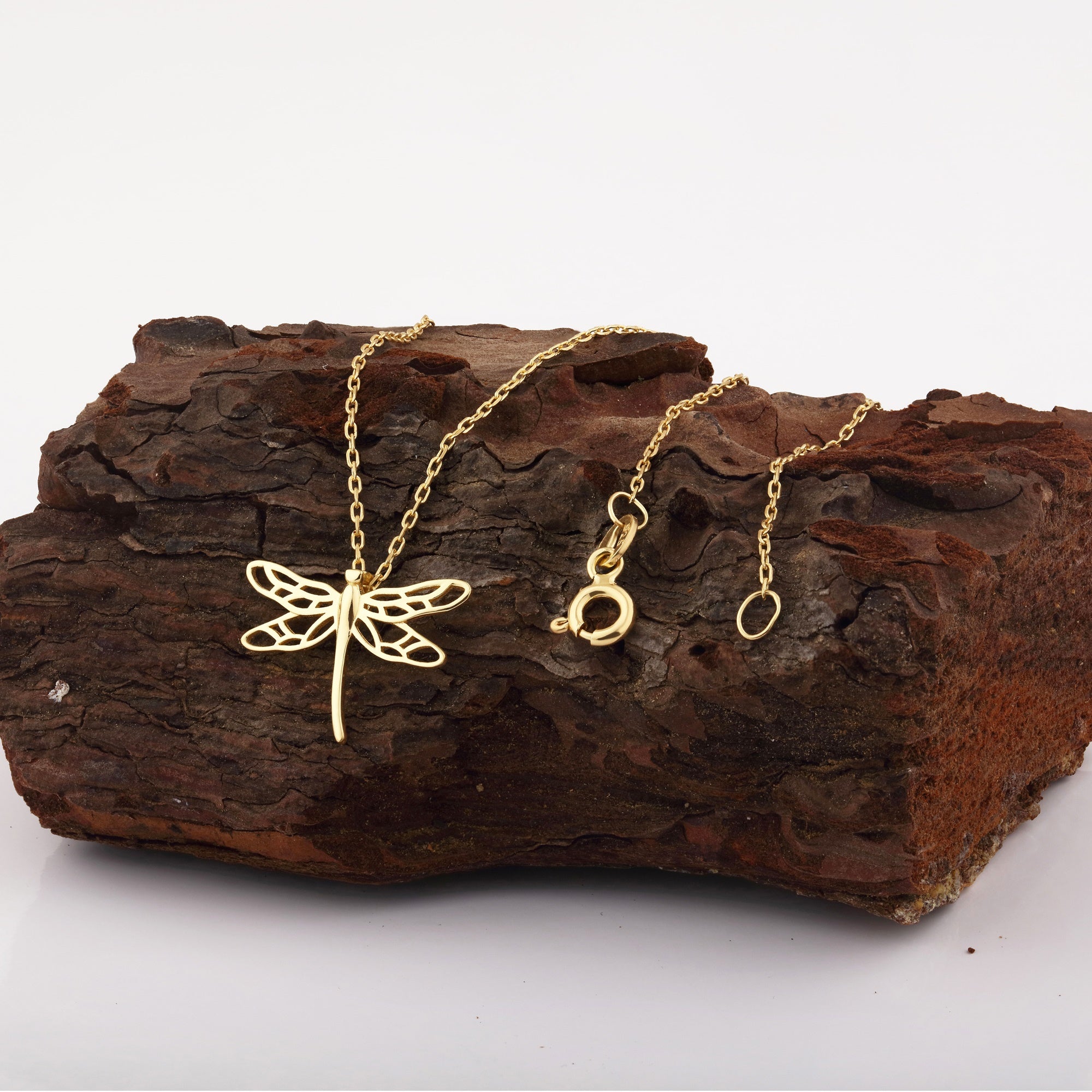Gold Dragonfly Pendant Necklace, Gold Dragonfly Pendant Necklace with Chain