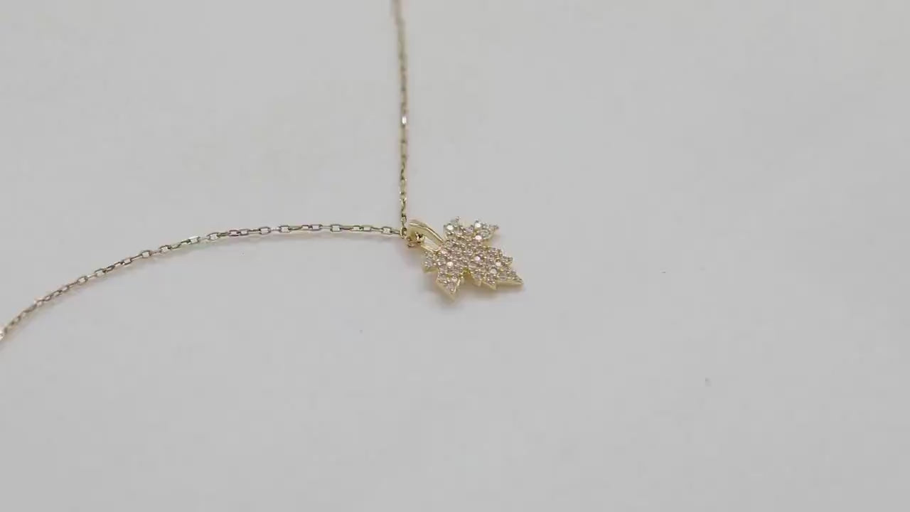 14k Maple Leaf | Nature Necklace | Maple Tree Necklace | Golden Leaf Necklace | Golden Canadian Necklace | Gift For Mother Day  Jewelry