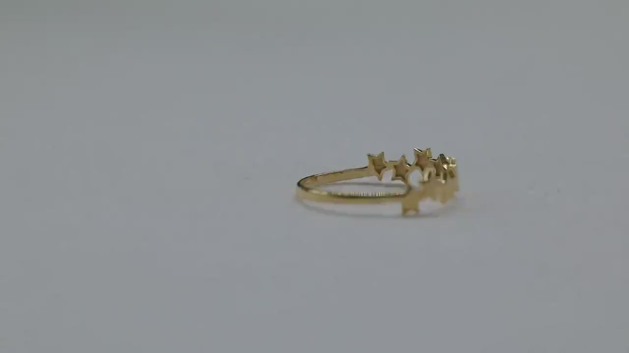 14K 5 Star Ring 925 Sterling Silver Star Motif  Ring Star Shaped Ring Gift for Her Golden Ring Gift For Her Celestial Ring Gift for Wife