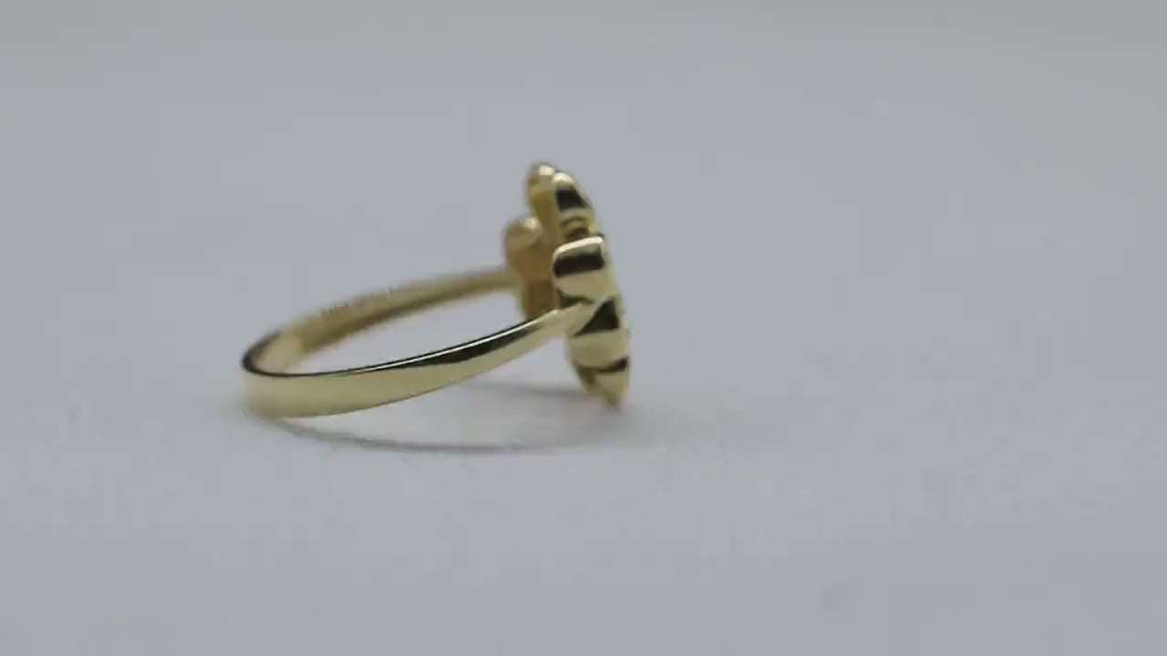 14K Handmade Good Luck Ring Lucky Charm Ring Good  Guardian Gold Ring Handcrafted Charm Jewelry 925 Silver Handmade Ring for Good Fortune