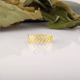 Herringbone Pattern Ring - Solid Gold Ring, Stackable Statement Ring