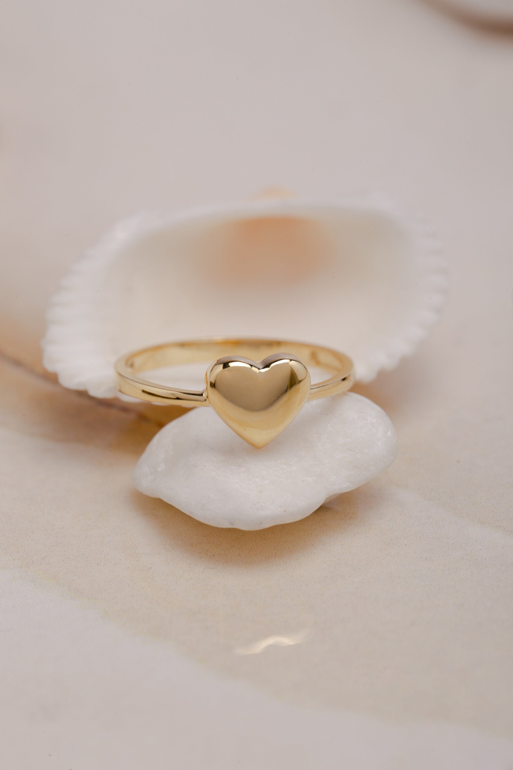 14k Solid Gold Heart Ring, Love Heart Ring, Minimalist Heart Ring, Statement Ring, Gift Ring, Gift For Mother Day, Mother Day Jewelry