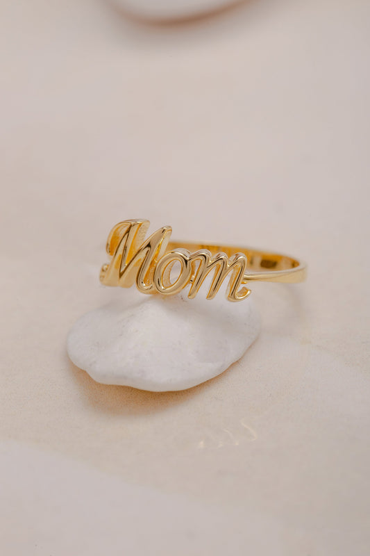 14K Elegant Mom Ring in Gold, Thoughtful Gift for Mothers, Jewelry for Moms, 925 Sterling Silver Family Jewelry, Mother's Day Ring Gift