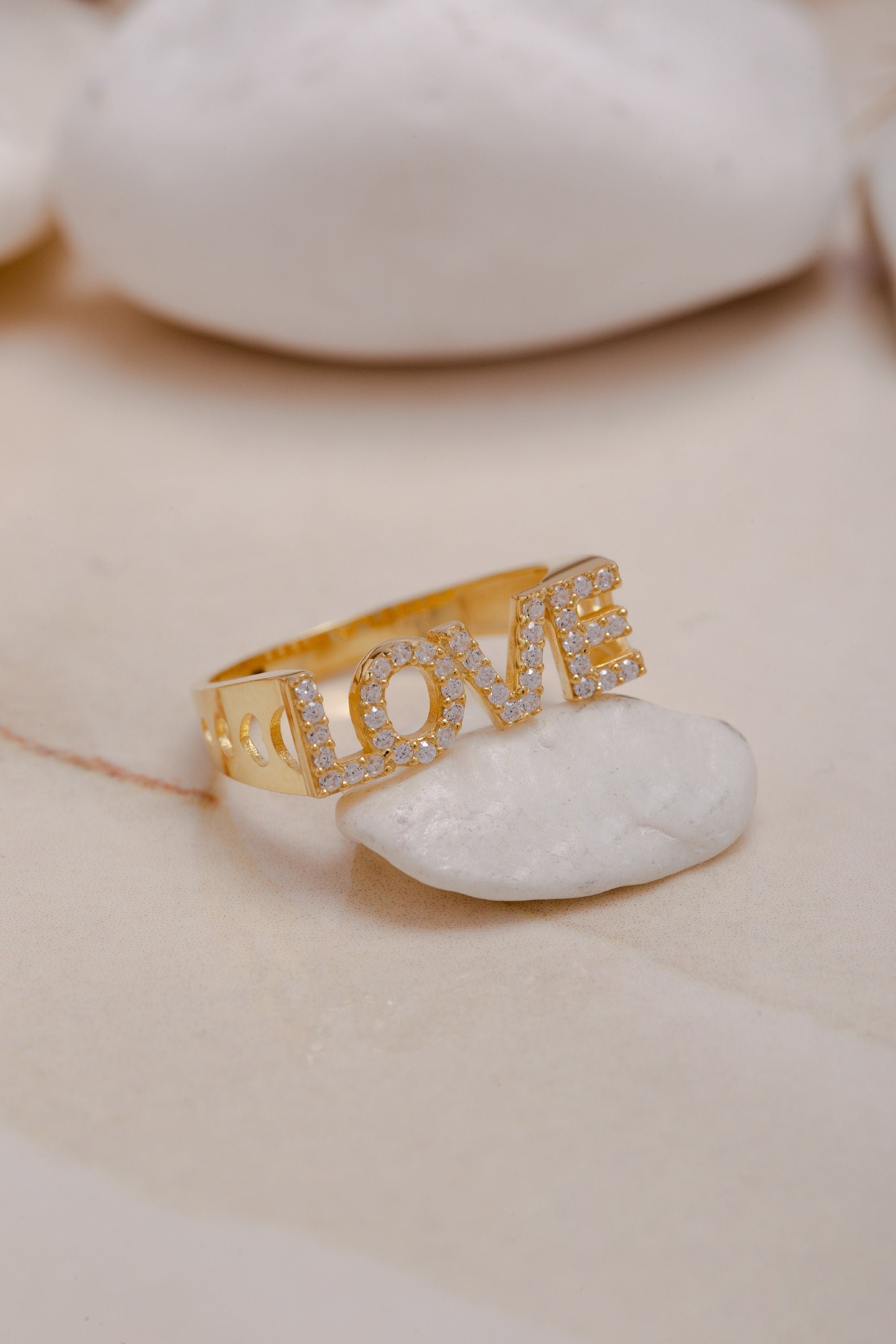 14K Solid Love Word Ring, 925 Silver Delicate Love Ring, Dainty Gold Ring, Gift, Gift For Mother Day, Mother Day Jewelry, Gift for Her
