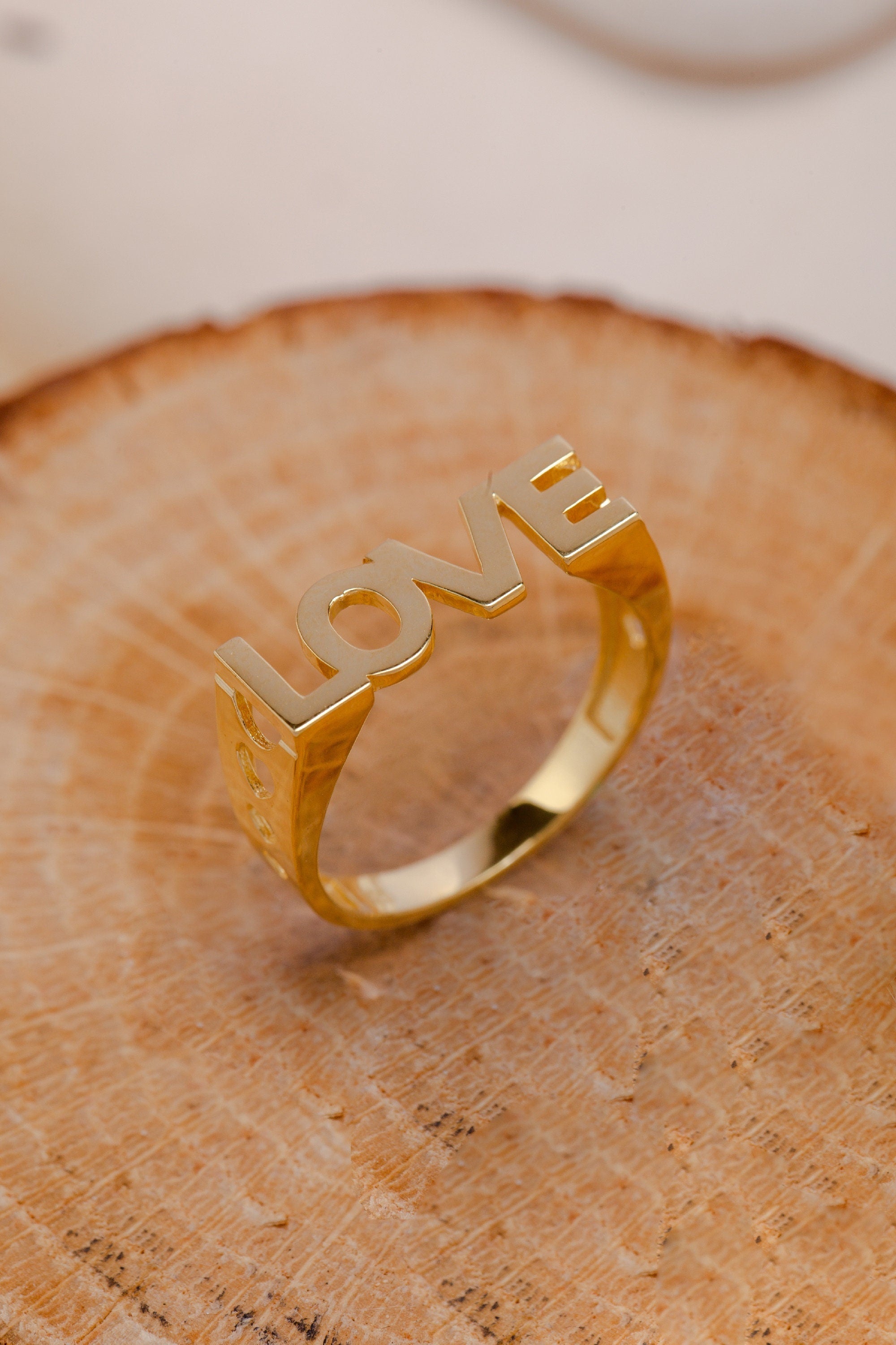 Minimalist Love Ring - 14K Gold or 925 Sterling Silver - Rings for Women - Mother's Day Gift - Love Jewelry - Dainty Gold Ring