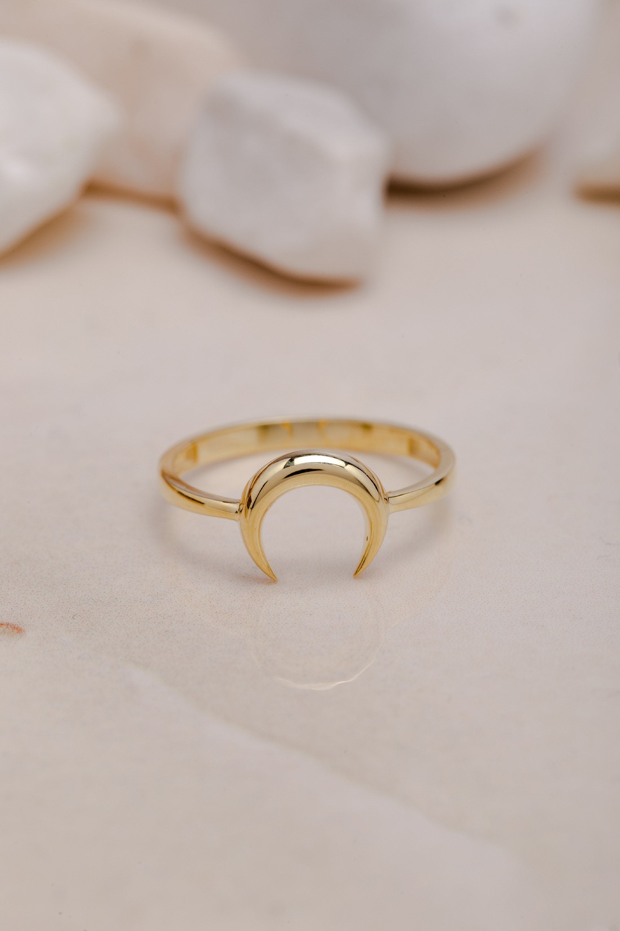 Moon Ring Silver, Open Moon Ring, Tiny Moon Ring For Women, 925 Gold Crescent Moon Rings, Gift For Mother Day, Mother Day Jewelry