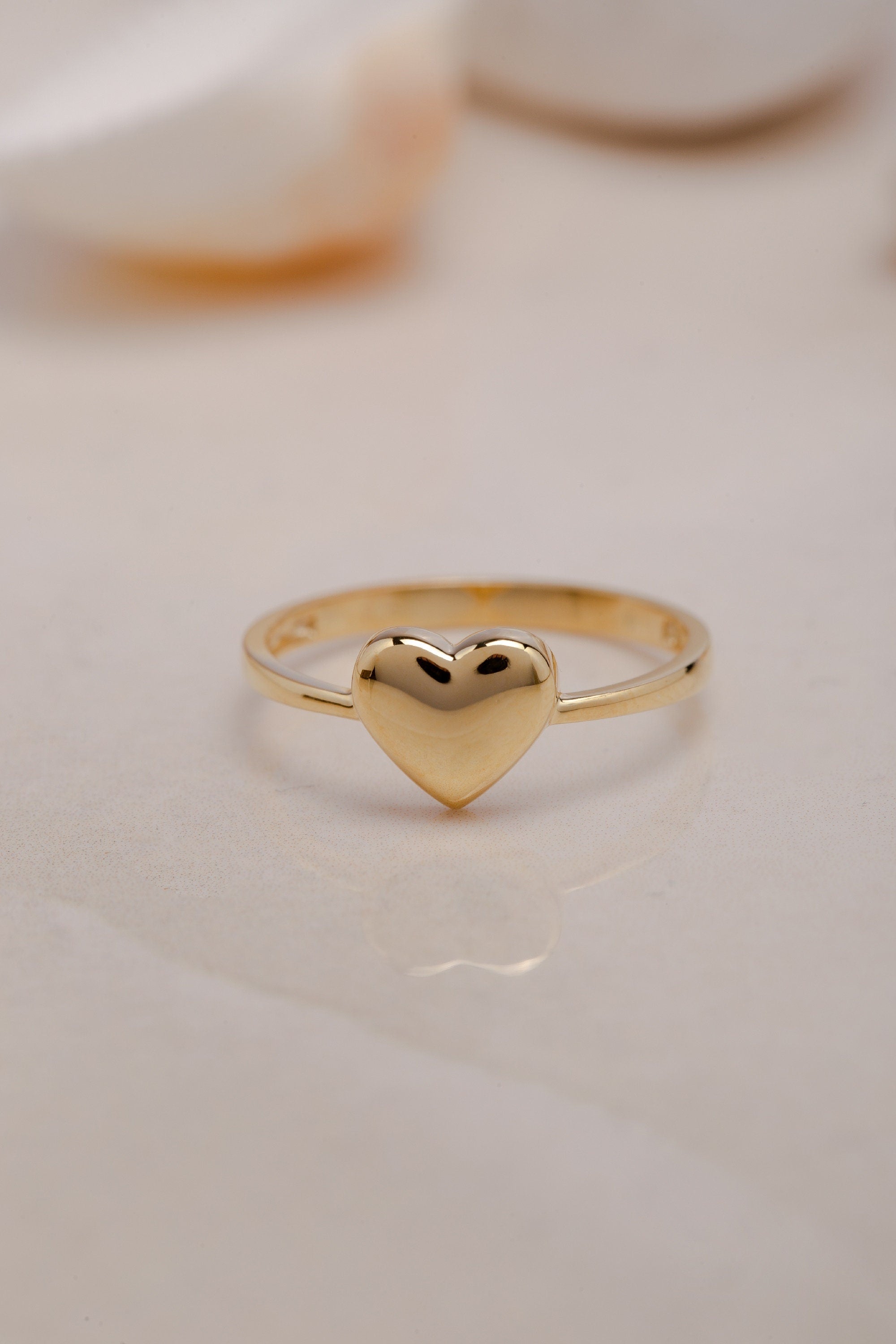 14k Solid Gold Heart Ring, Love Heart Ring, Minimalist Heart Ring, Statement Ring, Gift Ring, Gift For Mother Day, Mother Day Jewelry