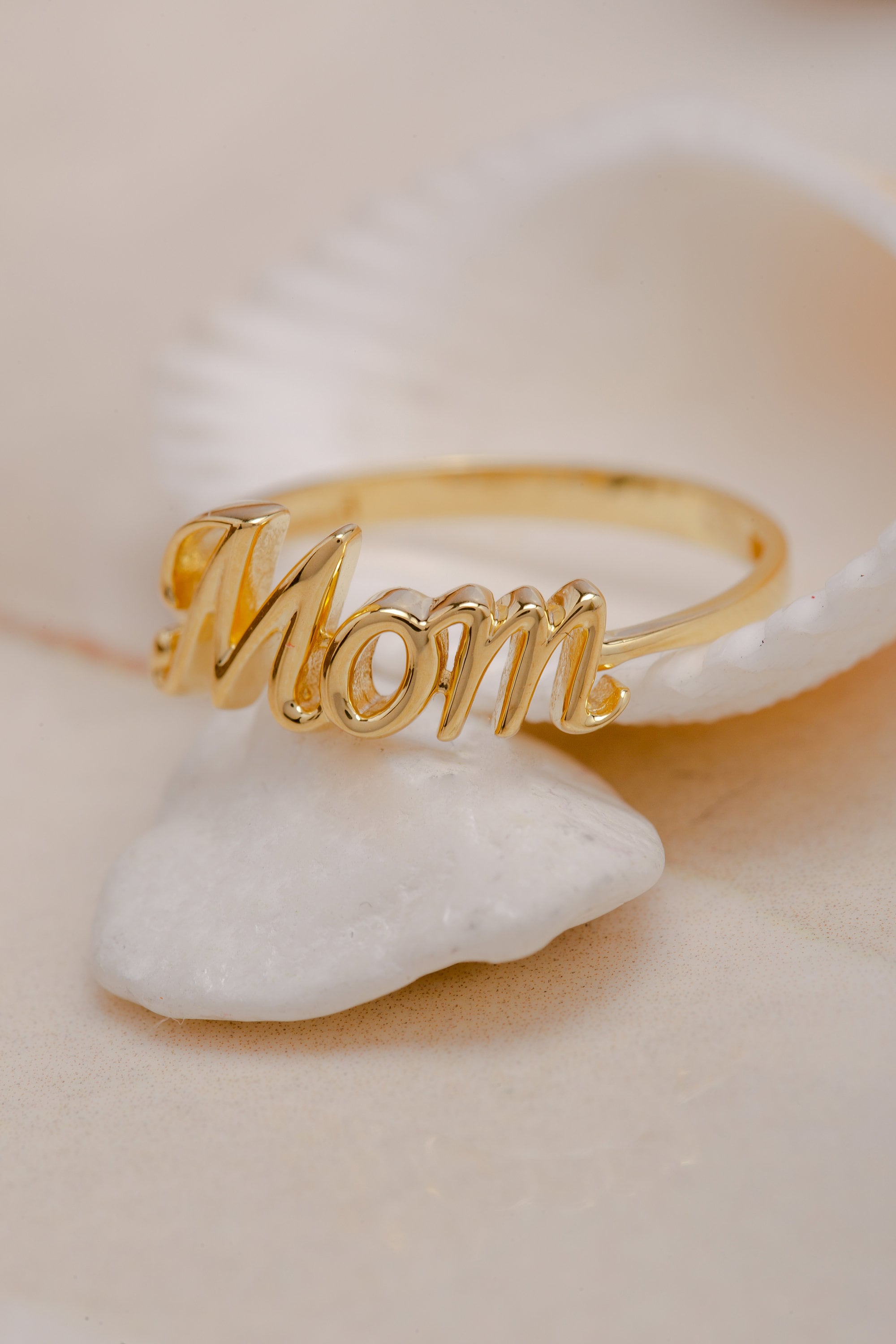 14K Elegant Mom Ring in Gold, Thoughtful Gift for Mothers, Jewelry for Moms, 925 Sterling Silver Family Jewelry, Mother's Day Ring Gift
