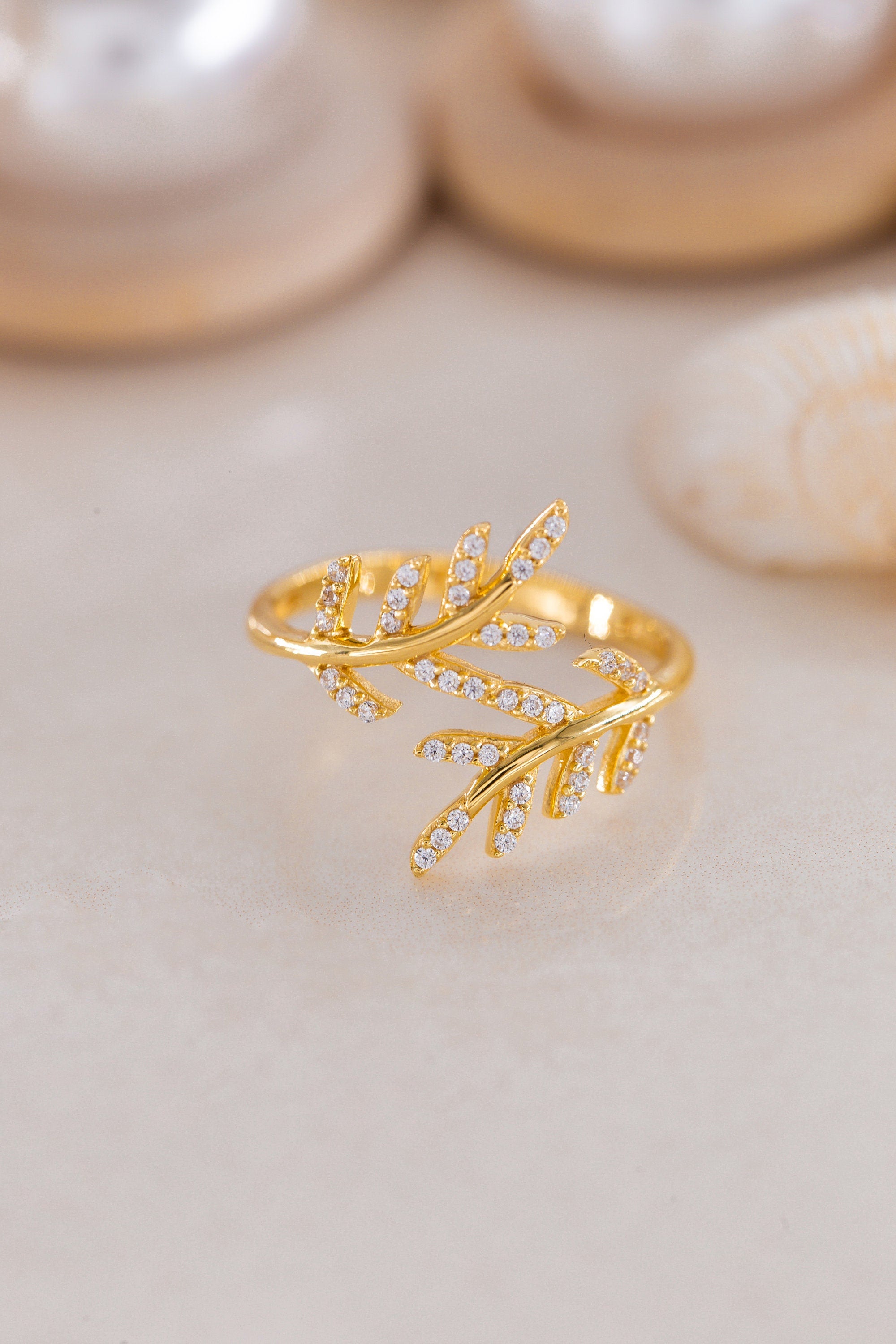 14K Floral Branch Ring , Nature Ring , 925 Silver Vine Ring , Leaf Ring , Summer Ring , Engagement Ring , Promise Ring