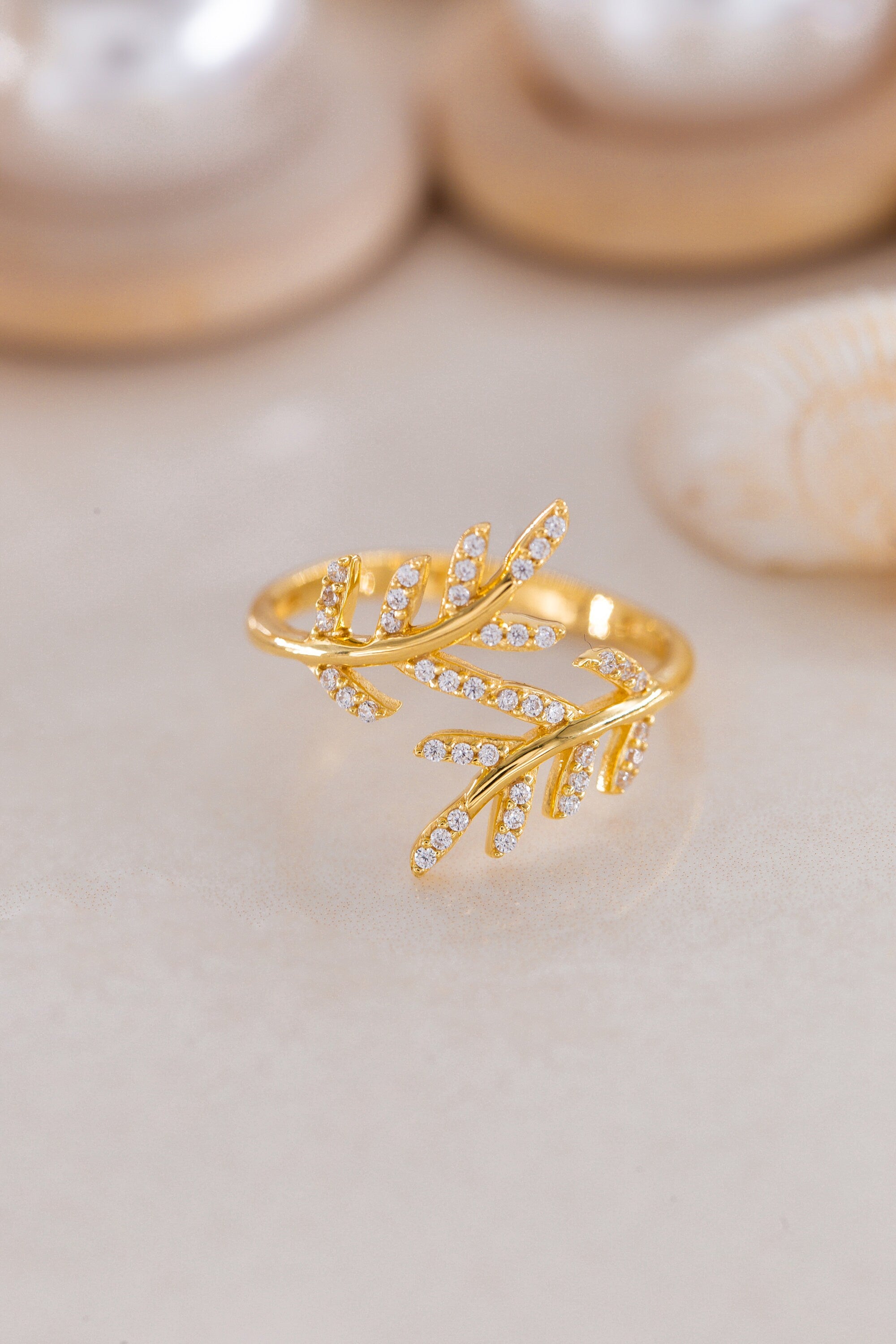 14K Branch Gold Ring - Engagement Ring - Promise Ring - Leaf Ring - Gift For Mother Day - Nature Ring - Vine Ring - Solid Gold Leaf Ring