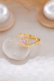 14K Golden Round Pink Ring, 925 Silver Unique Diamond Handmade Ring, Pink Cubic Zircon, Birthdays Gift For Women, Twist Engagement Ring