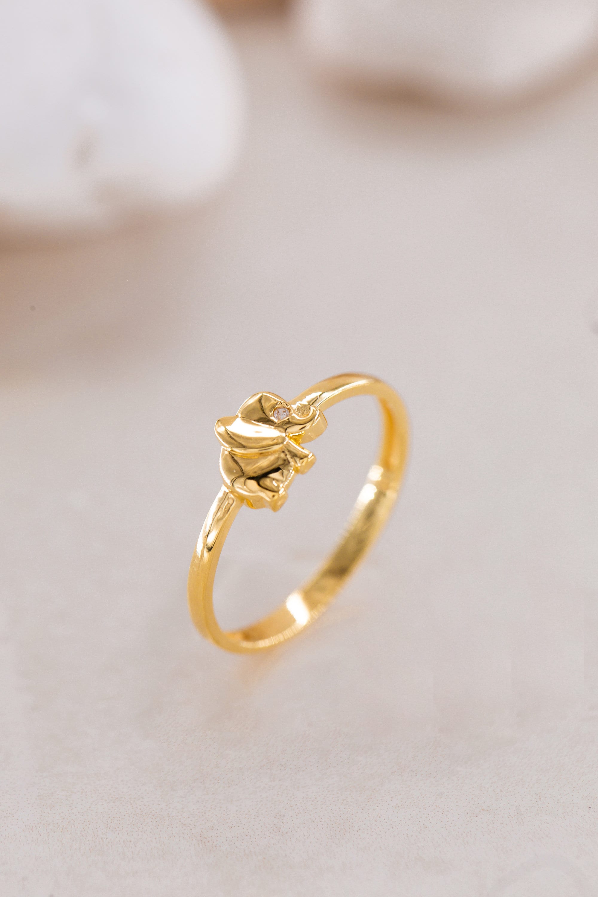14K Golden Elephant Ring / Golden Ring / Engagement Ring / Gift For Mother Day / Mother Day Jewelry / Elephant Design Ring / Special Ring