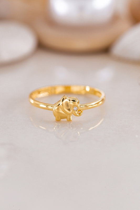 14K Solid Gold Elephant Ring, 925 Sterling Silver Elephant Ring, Animal Gold Ring, Birthday Gift, Elephant Figurine Ring, Elephant Jewellery