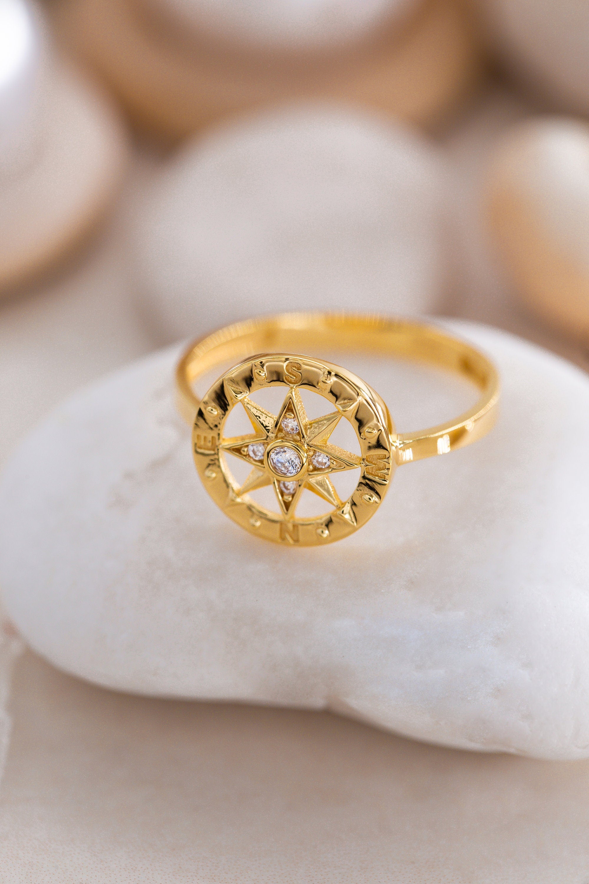 14K Gold Celestial Motif, 925 Sterling Silver Ring, Minimalist Starburst Design, Astronomy-Inspired Band, Cosmic Starry Jewelry Piece