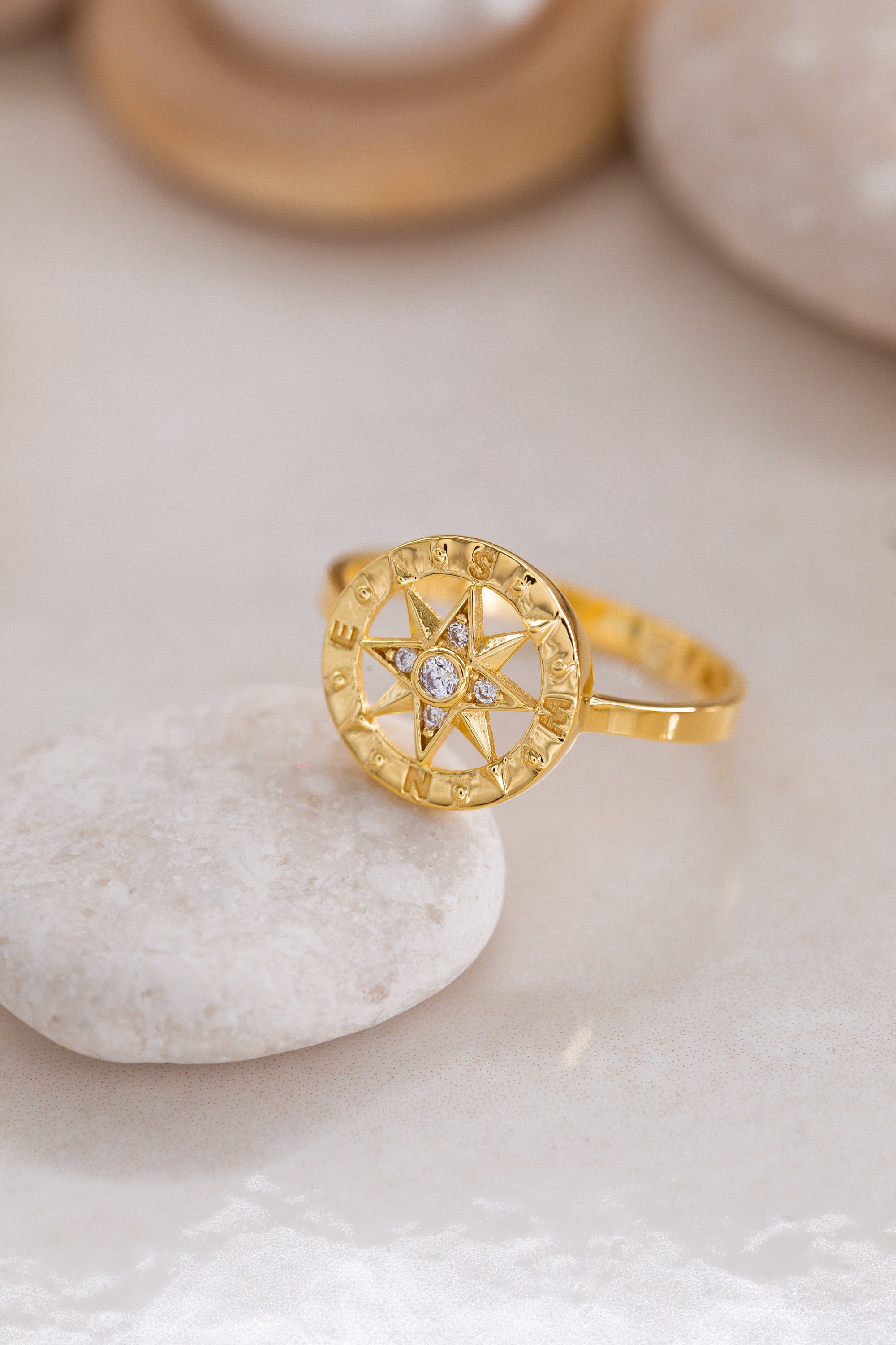 14K Golden North Star Ring / Golden North Star Design Ring/Star Ring For Her/North Star Gift/North Star Minimalist Ring/Gift For Mother Day