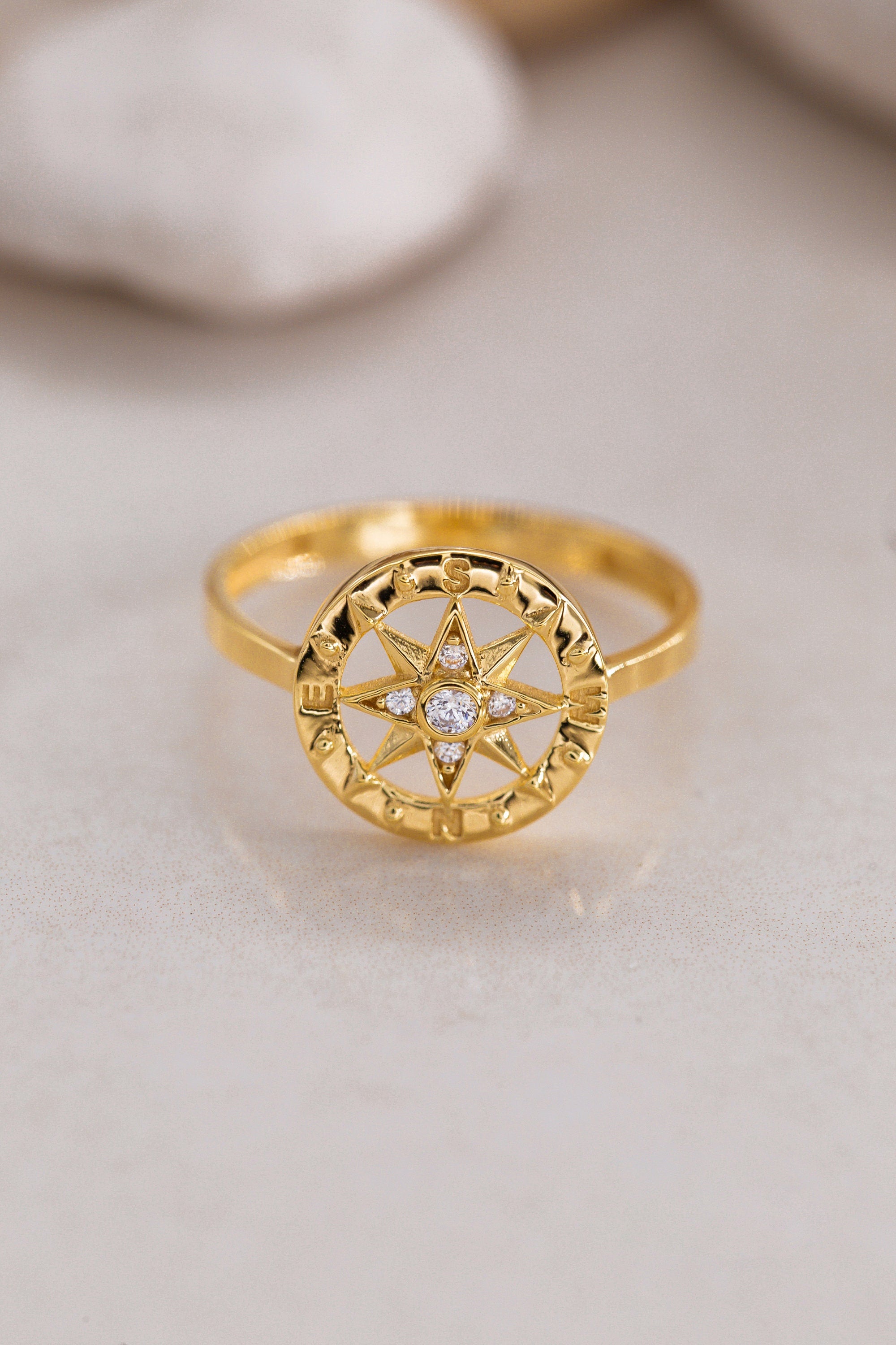 14K Gold Celestial Motif, 925 Sterling Silver Ring, Minimalist Starburst Design, Astronomy-Inspired Band, Cosmic Starry Jewelry Piece