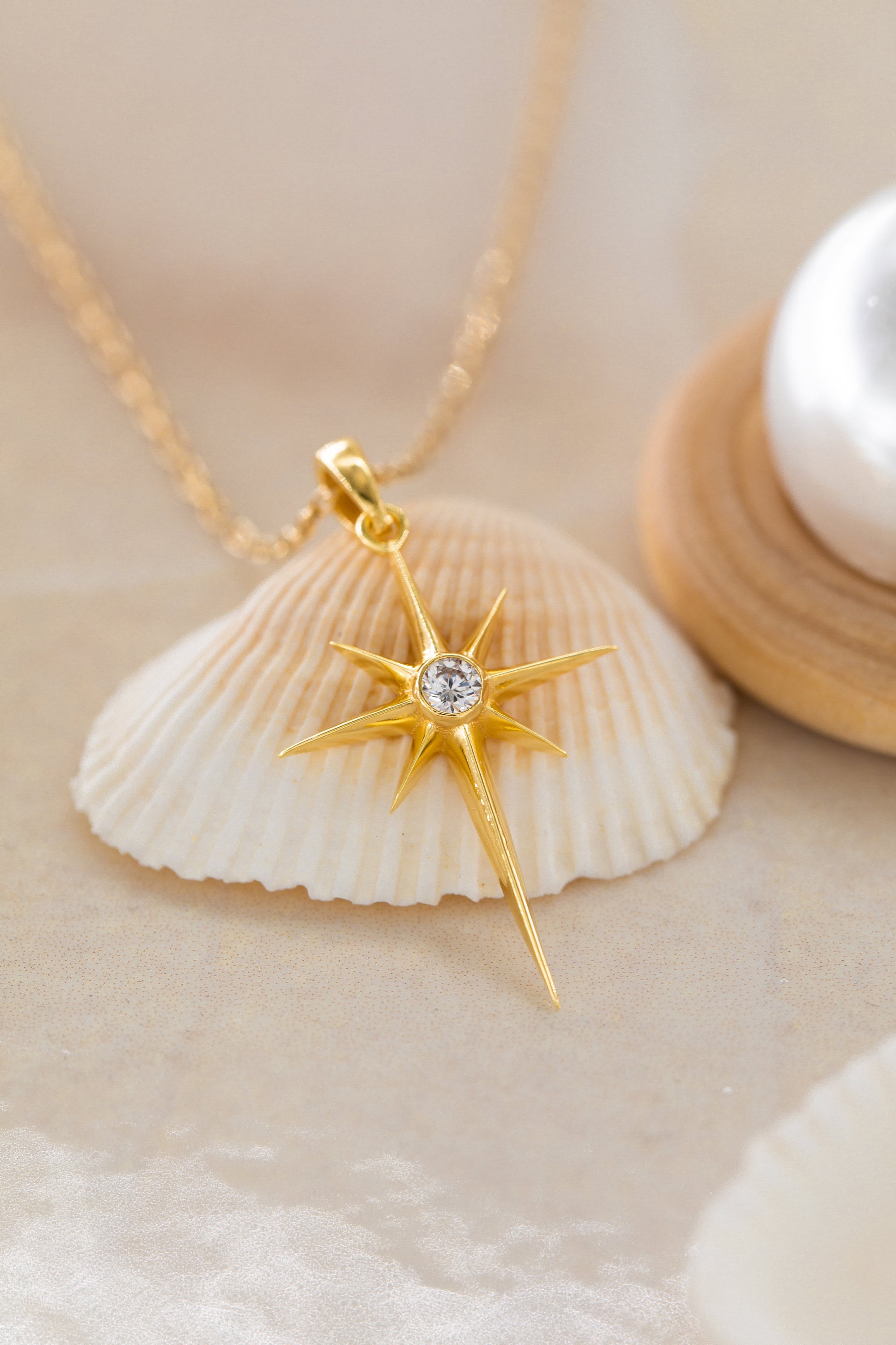 14k North Star Necklace | Astronomical Star Jewelry | Mythology Gift | Mother's Day Jewelry | Solid Gold Necklace