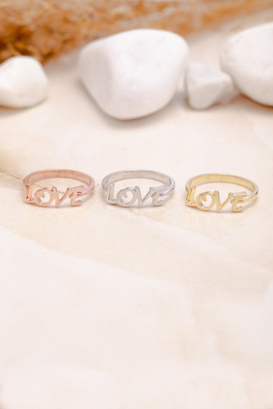 Love Scripted 14K Solid Ring, , Unique Love Ring, Handmade Ring, Dainty Love Ring, Love Jewelry, Gift For Mother Day, Mother Day Jewelry