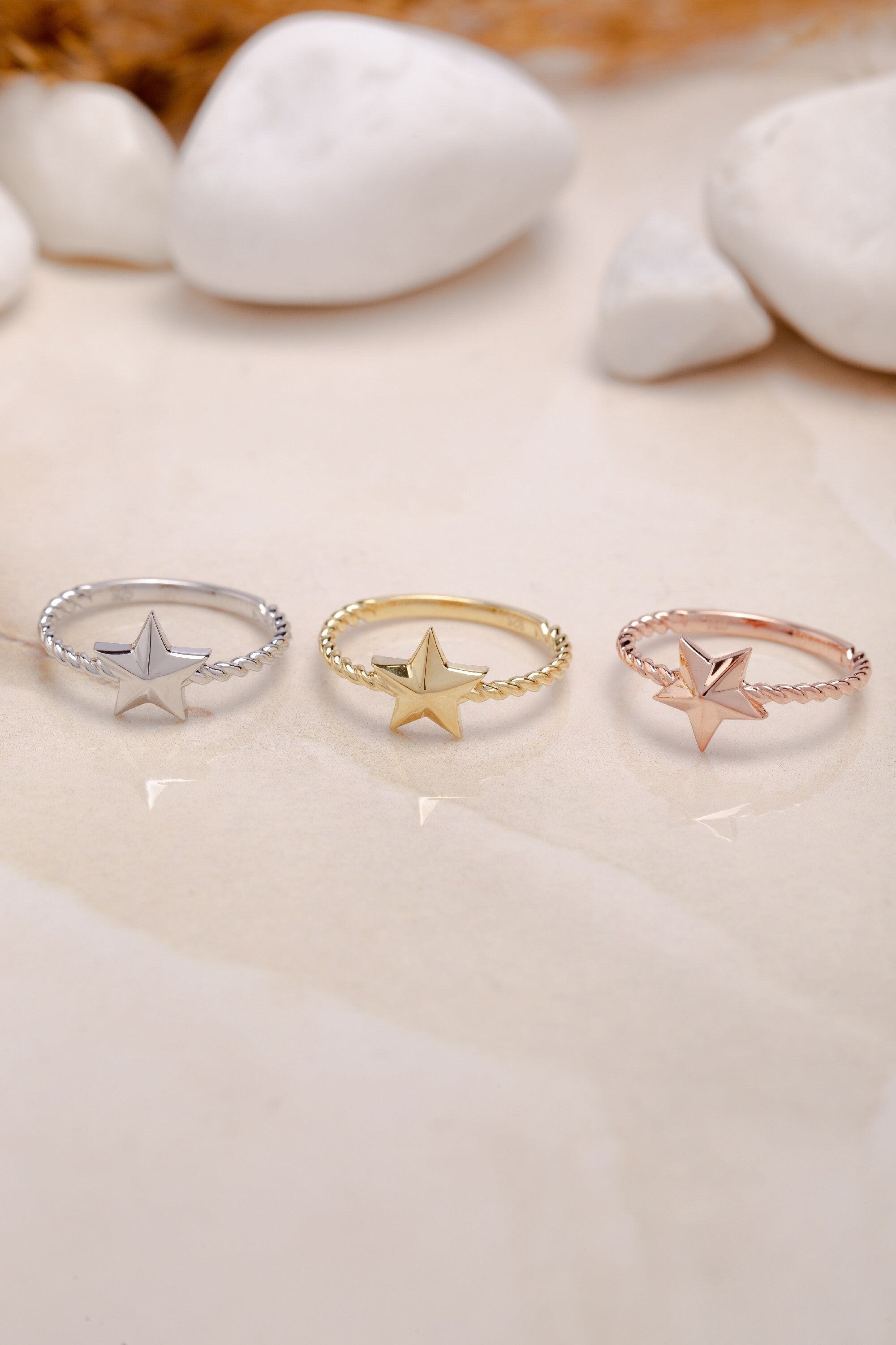Star Shaped 18k Yellow Gold Ring, Handmade Dainty Star Ring, Delicate Star Ring, Gift For Mother Day, Mother Day Jewelry, Gift for Her