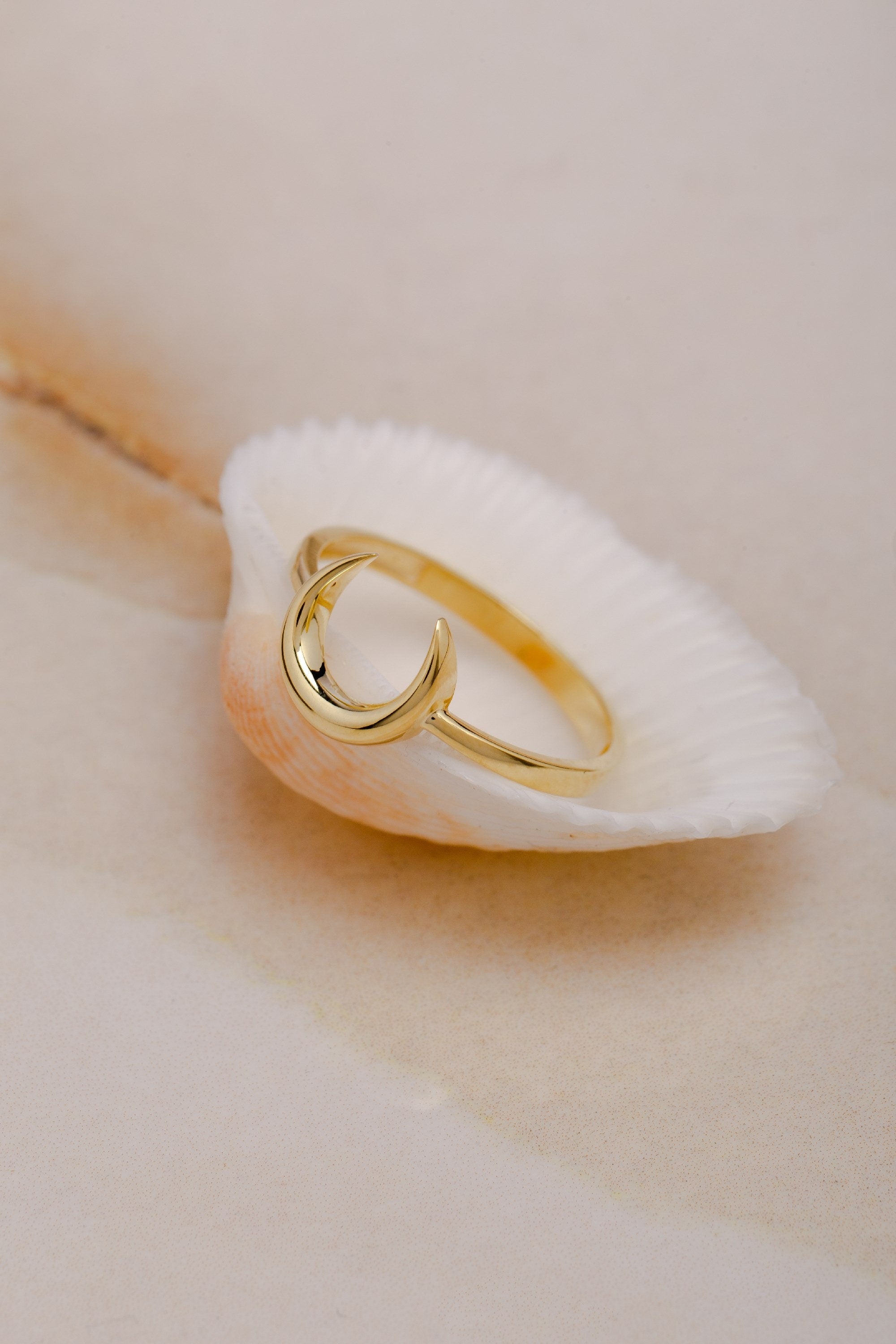 Mother Day Jewelry14k Gold Crescent Moon Rings, Moon Ring Silver, Open Moon Ring, Unique Tiny Moon Ring, ,Gift For Mother Day
