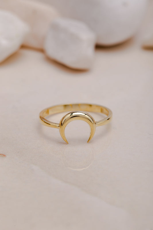 Mother Day Jewelry18K Celestial Moon Ring, Minimalist Ring, Dainty ring, Delicate Ring, Minimal Ring, Cute Ring, ,Gift For Mother Day