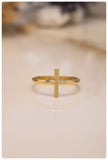 14K Solid Gold Signet Cross Ring - Minimalist Religious Ring - 925 Sterling Silver Cross Ring - Gift For Mother Day - Mother Day Jewelry