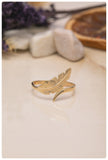 14k Gold Leaf Ring For Woman Dainty Leaf Ring Open Crystal Leaf Ring Gift For Mom Mother Days Gift