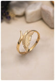14k Gold Leaf Ring For Woman Dainty Leaf Ring Open Crystal Leaf Ring Gift For Mom Mother Days Gift