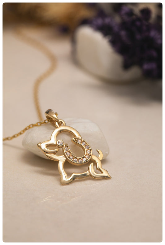 Adorable 14K Gold Puppy Dog Charm Necklace, Animal Lovers Jewelry, Tiny Dog Pendant Necklace, 925 Silver Pet Necklace, Cute Pet Gift