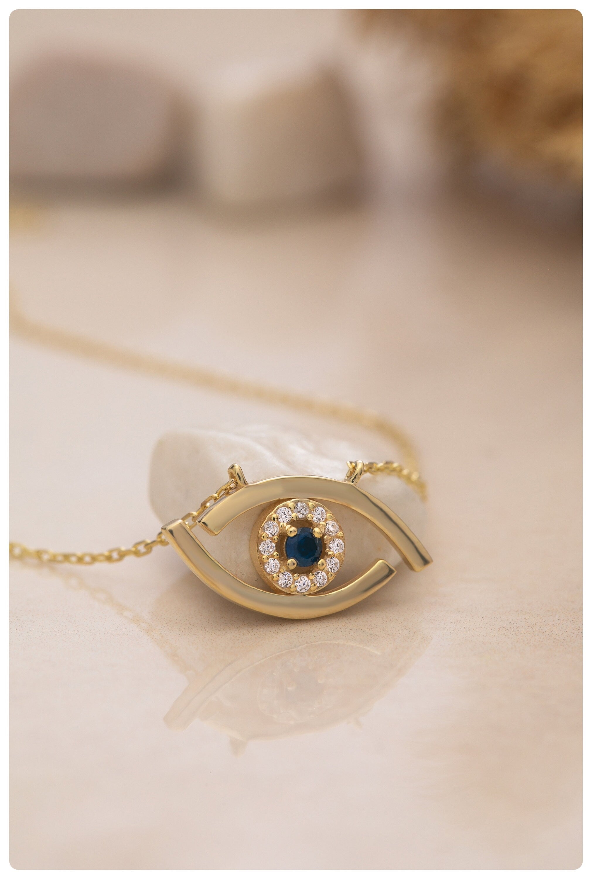 14k Gold Evil Eyes Necklace, Initial Evil Eye Necklace, Protection Necklace, 925 Silver Evil Eye Necklace, Birthday Gift for Her, Gift Idea