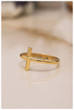14K Elegant Signet Cross Ring, Sterling Silver Religious Symbol Jewelry, Cross Motif Statement Ring, Vintage-Inspired Handcrafted Ring