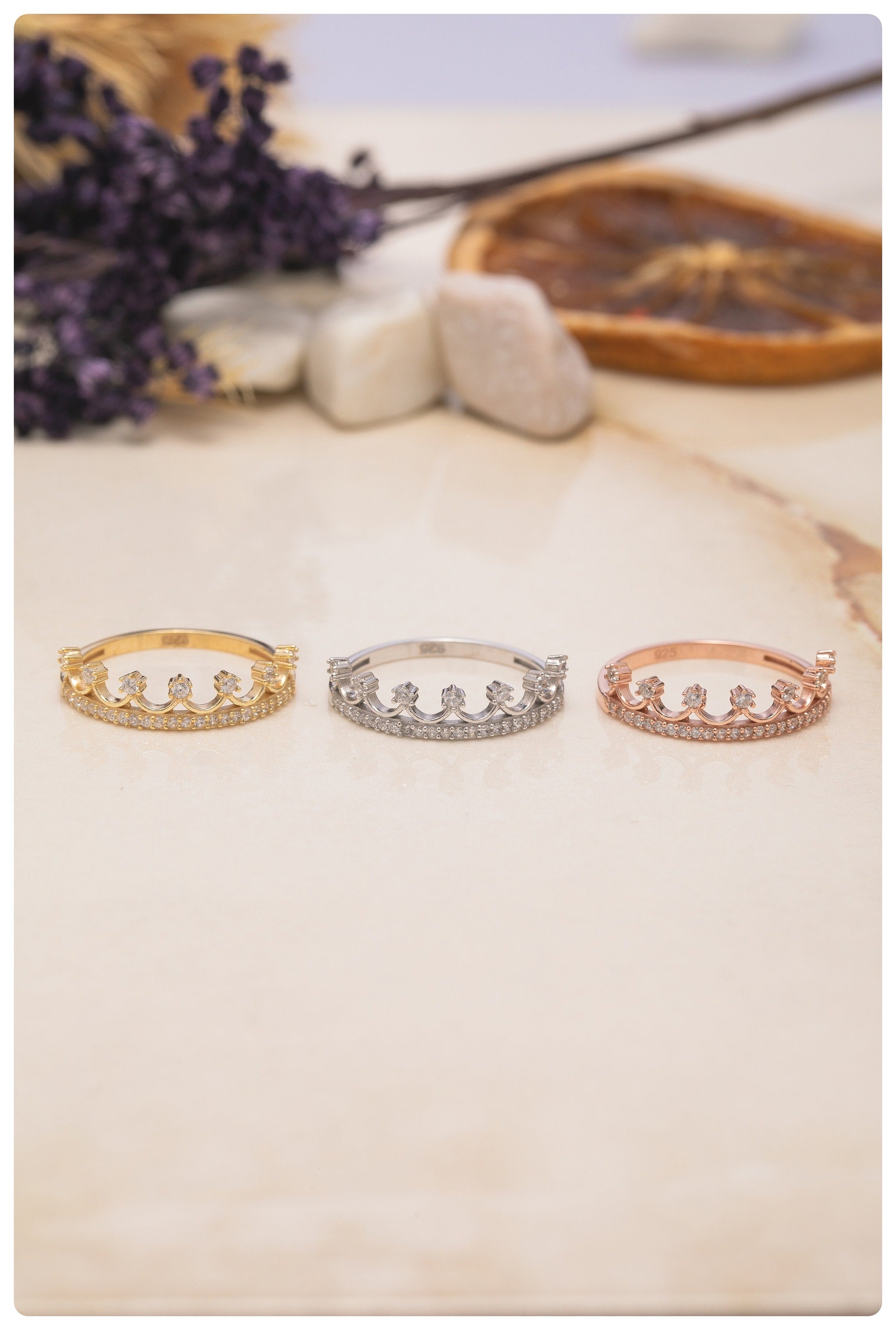Dainty Solid 14k Gold Crown Ring, Minimalist Princess Ring, CZ Zircon Princess Ring, Tiara Ring, Gift For Mother Day, Mother Day Jewelry